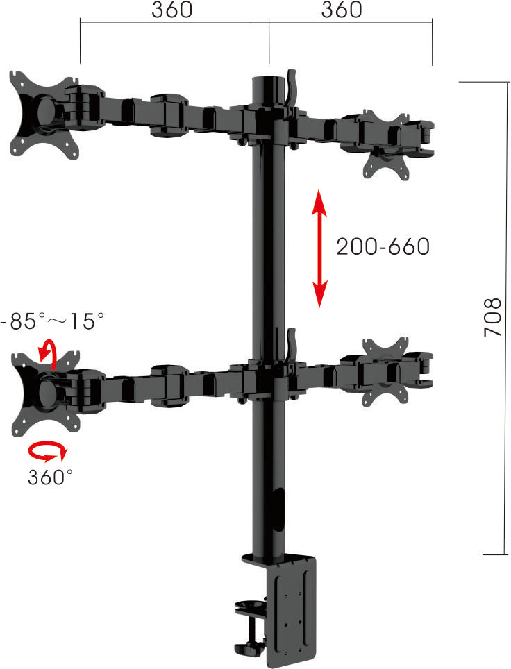 Revolve Pole Mounted Quad Monitor Arm - ON SALE
